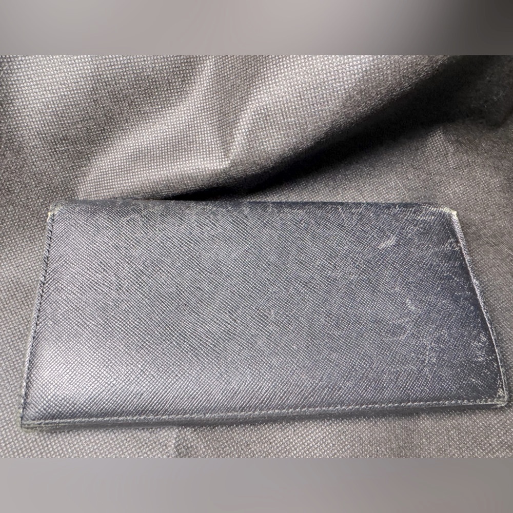 Burberry Black Saffiano Leather Continental Wallet Plaid Interior Rare - Picture 5 of 14